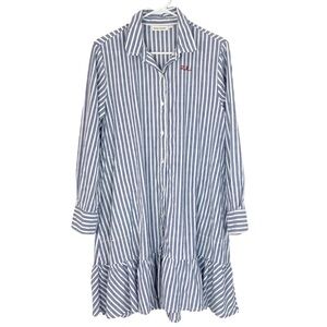 Roller Rabbit Blue and White Striped Long Sleeve Dress